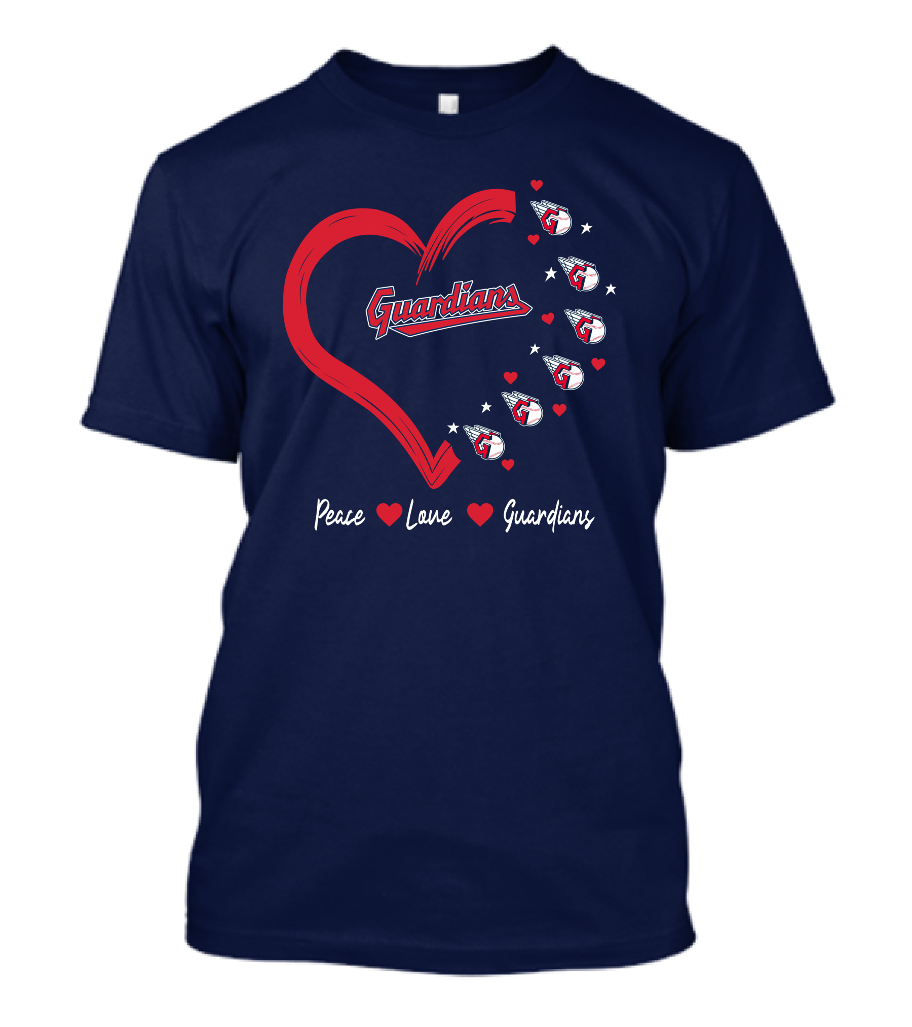 Peace Love Guardians Heart And Baseball T-Shirt