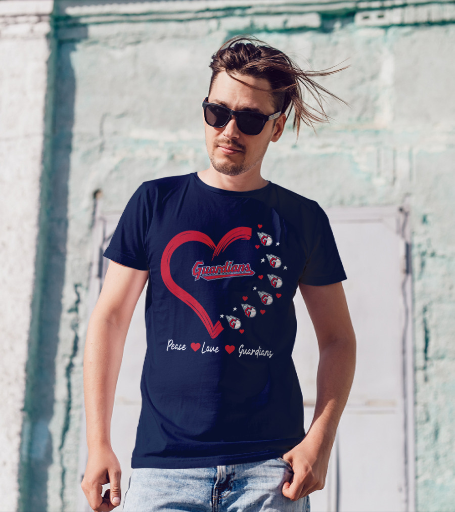 Peace Love Guardians Heart And Baseball T-Shirt