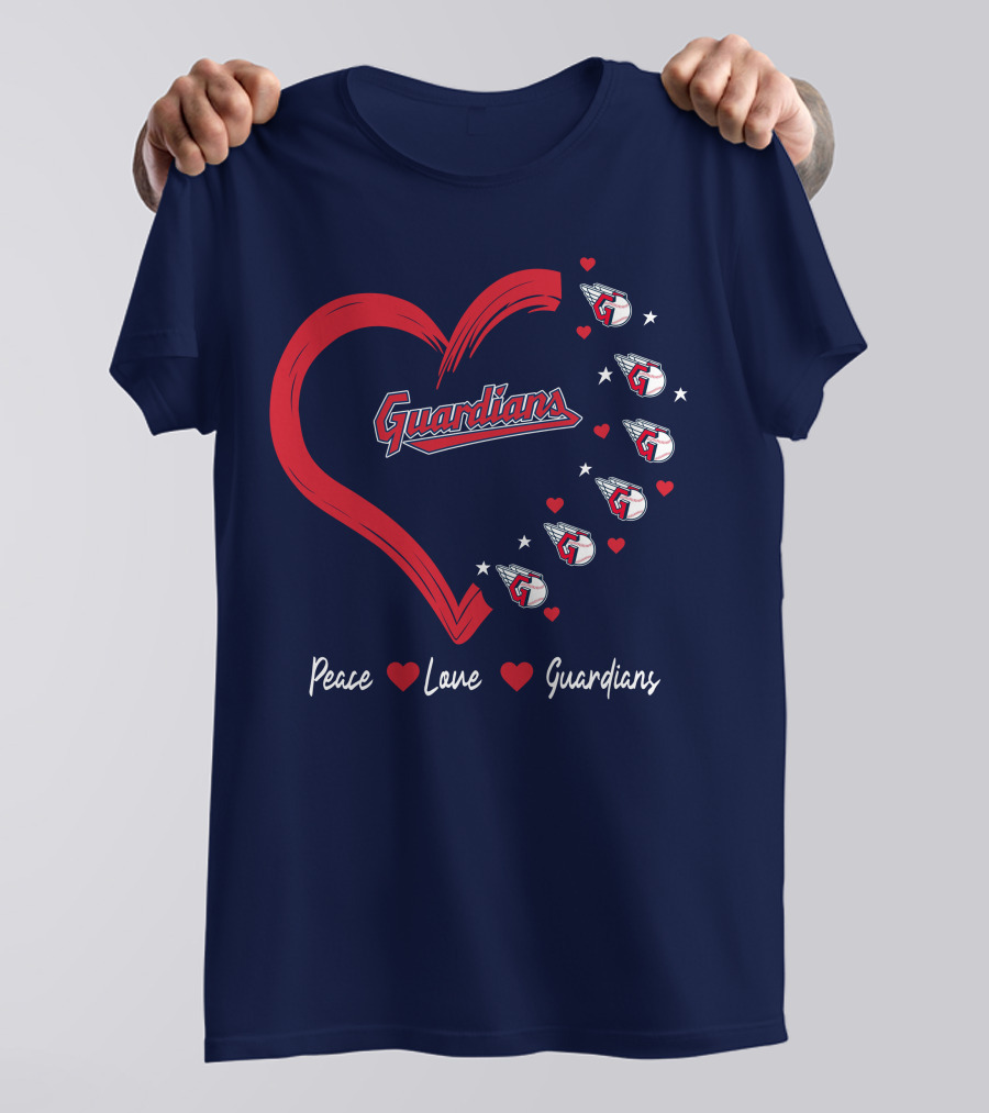 Peace Love Guardians Heart And Baseball T-Shirt