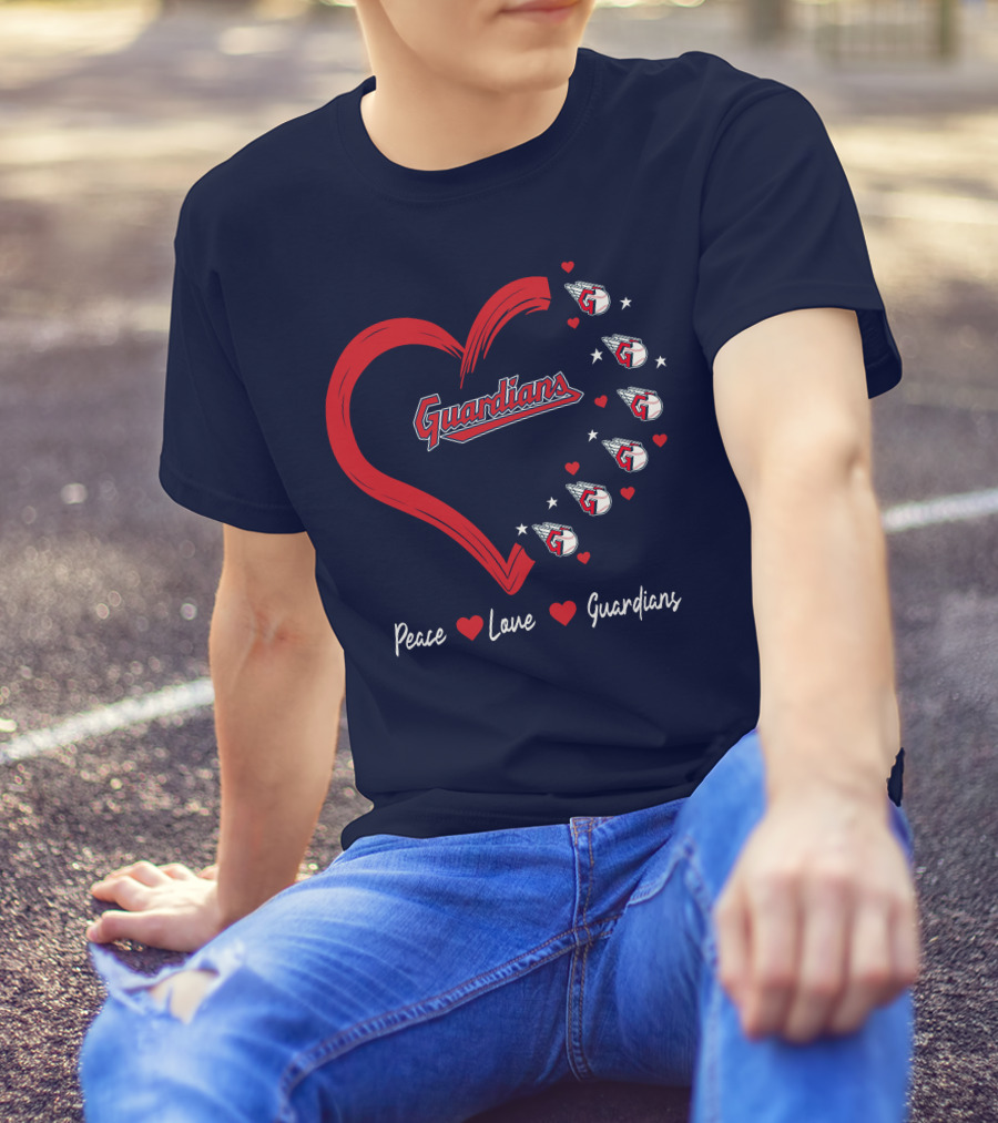 Peace Love Guardians Heart And Baseball T-Shirt