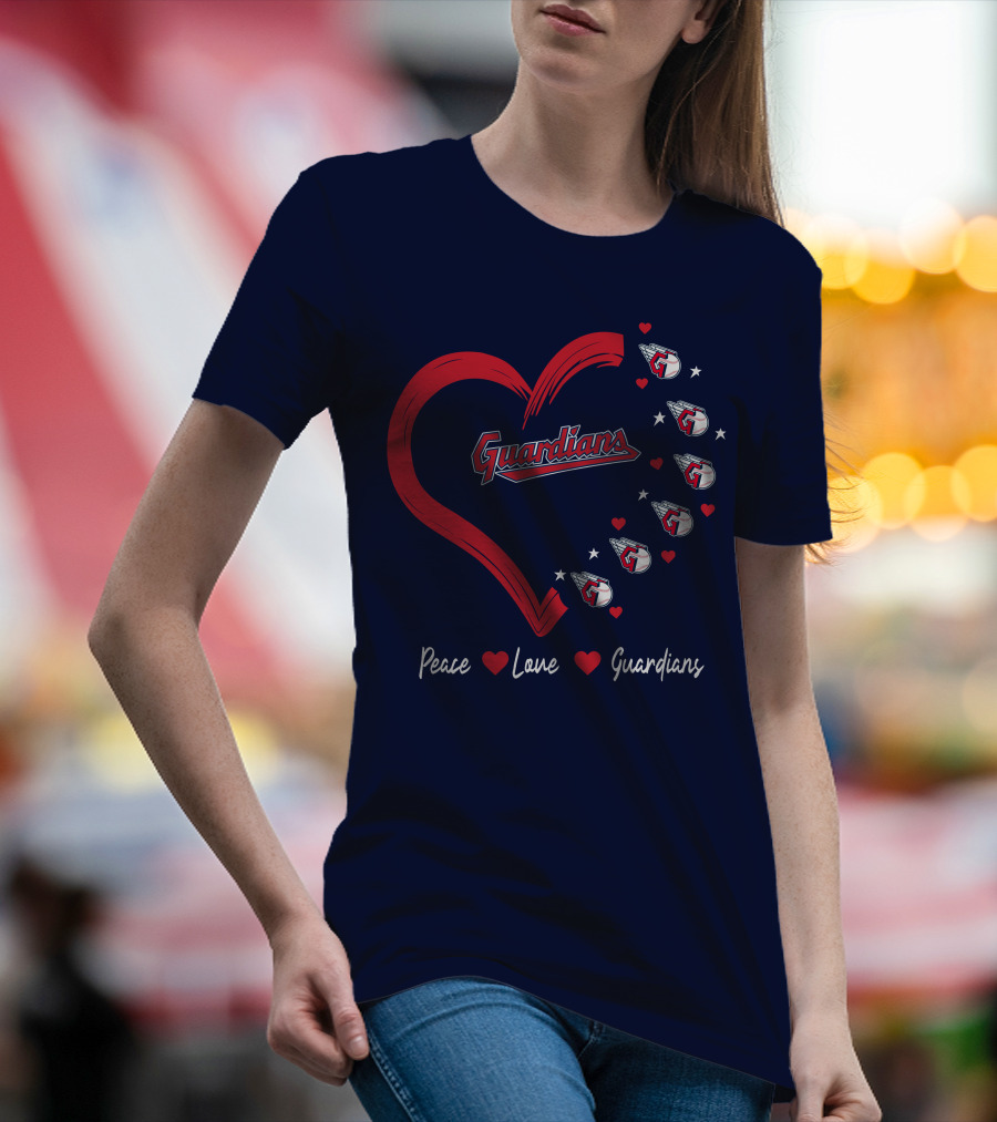 Peace Love Guardians Heart And Baseball T-Shirt