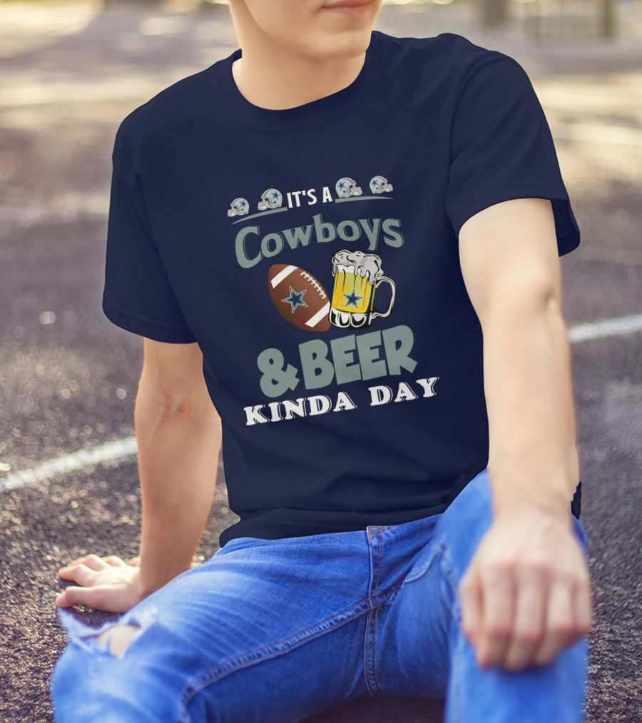 Dallas Cowboys Football Beer Kinda Day Football Helmet Star Mug T-Shirt