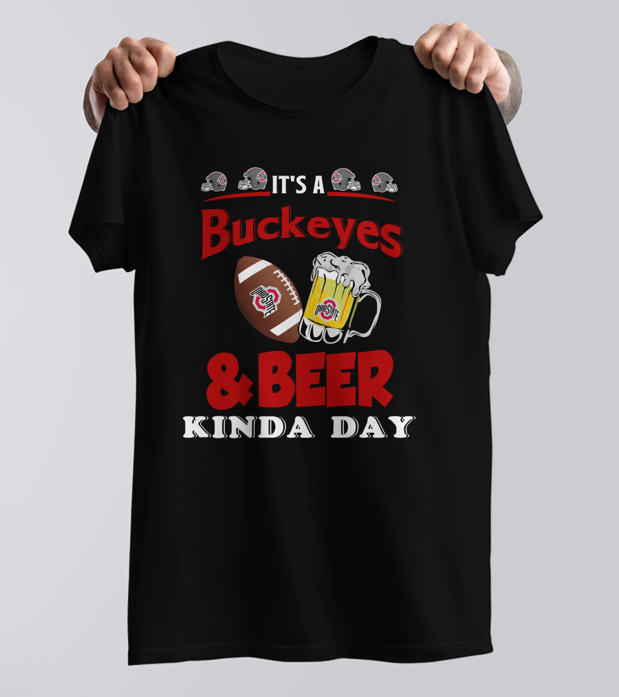 Ohio State Buckeyes And Beer Kinda Day Football Helmet And Mug T-Shirt