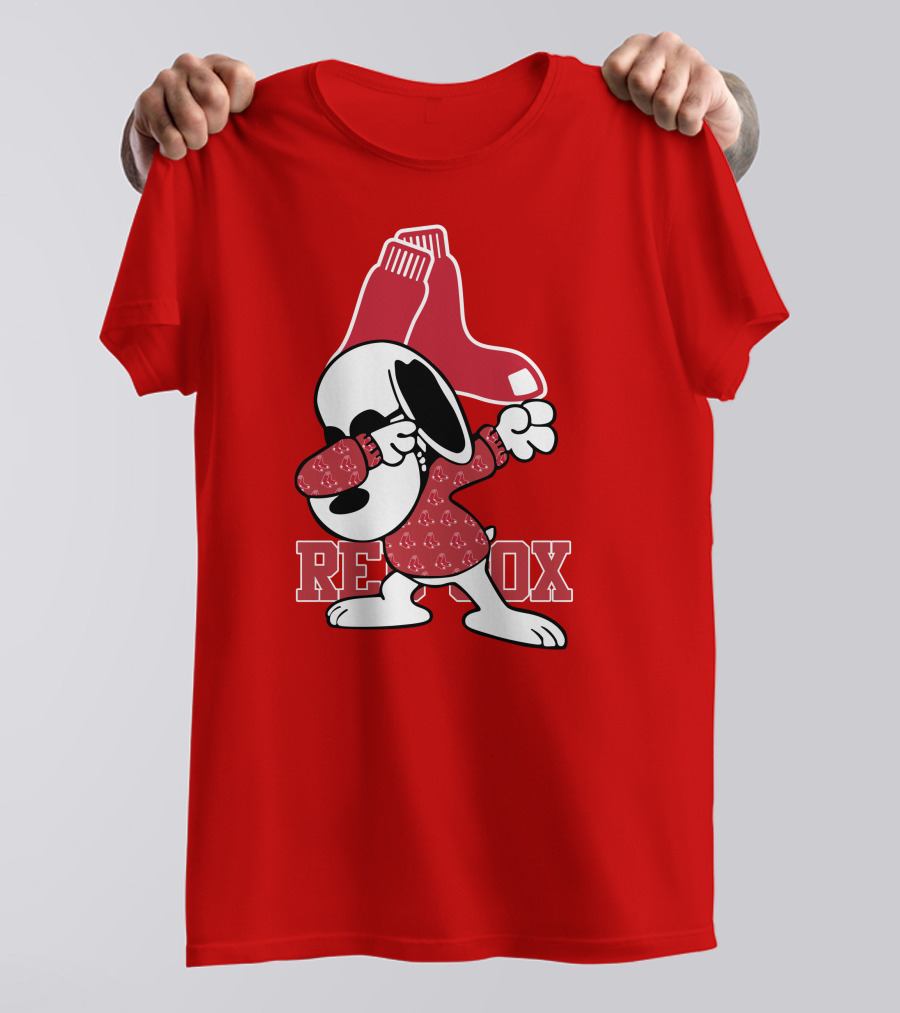 Boston Red Sox Snoopy Dabbing With Red Sox T-Shirt