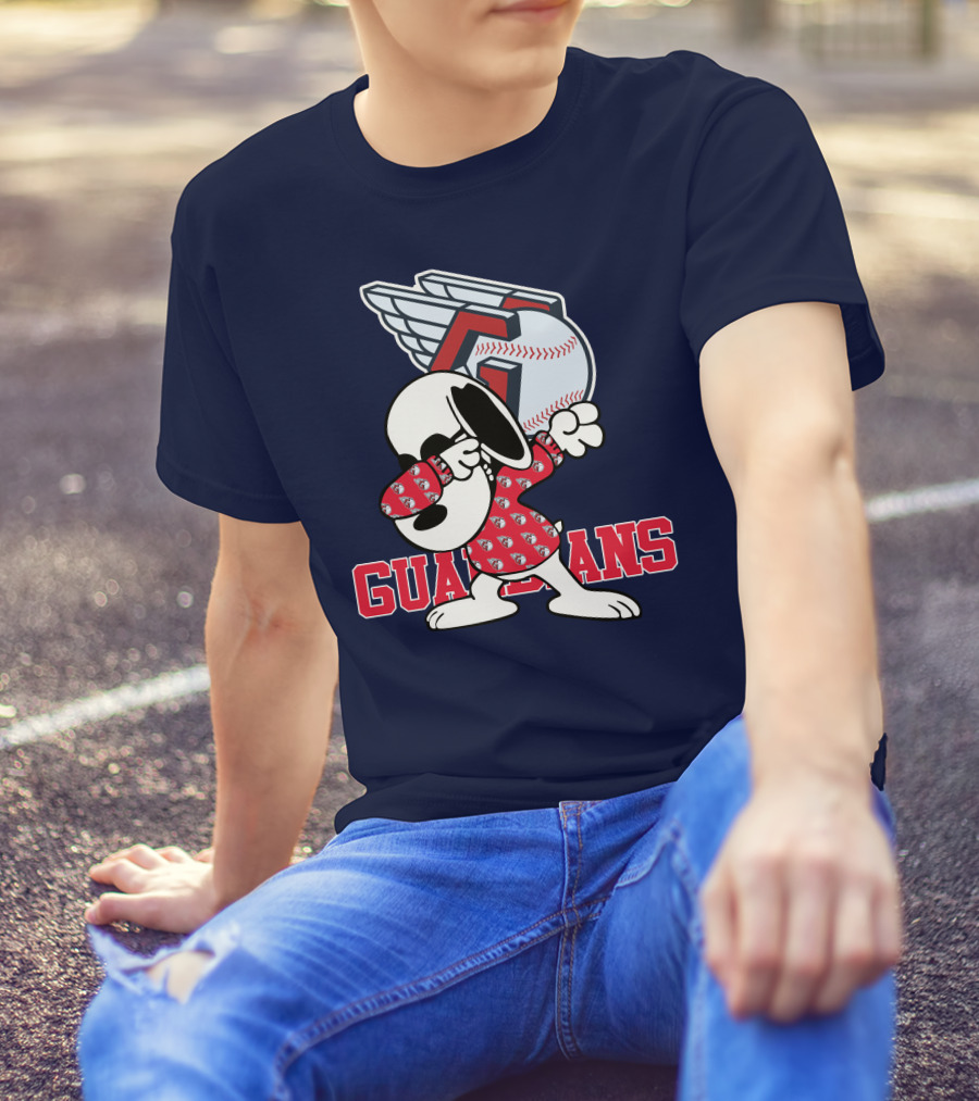 Cleveland Guardians Snoopy Dabbing Baseball T-Shirt