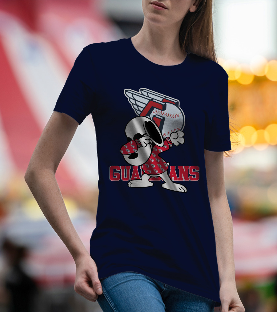 Cleveland Guardians Snoopy Dabbing Baseball T-Shirt