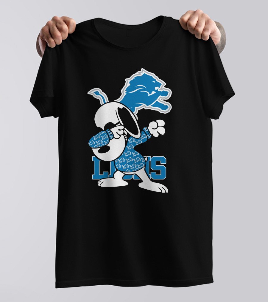 Detroit Lions Snoopy Dabbing Lions Football T-Shirt