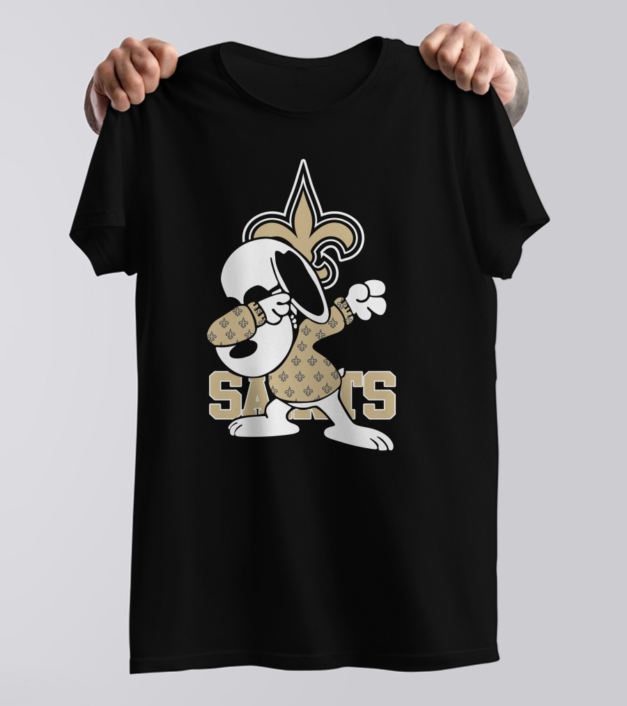 New Orleans Saints Snoopy Fleur-de-Lis Dabbing Saints T-Shirt