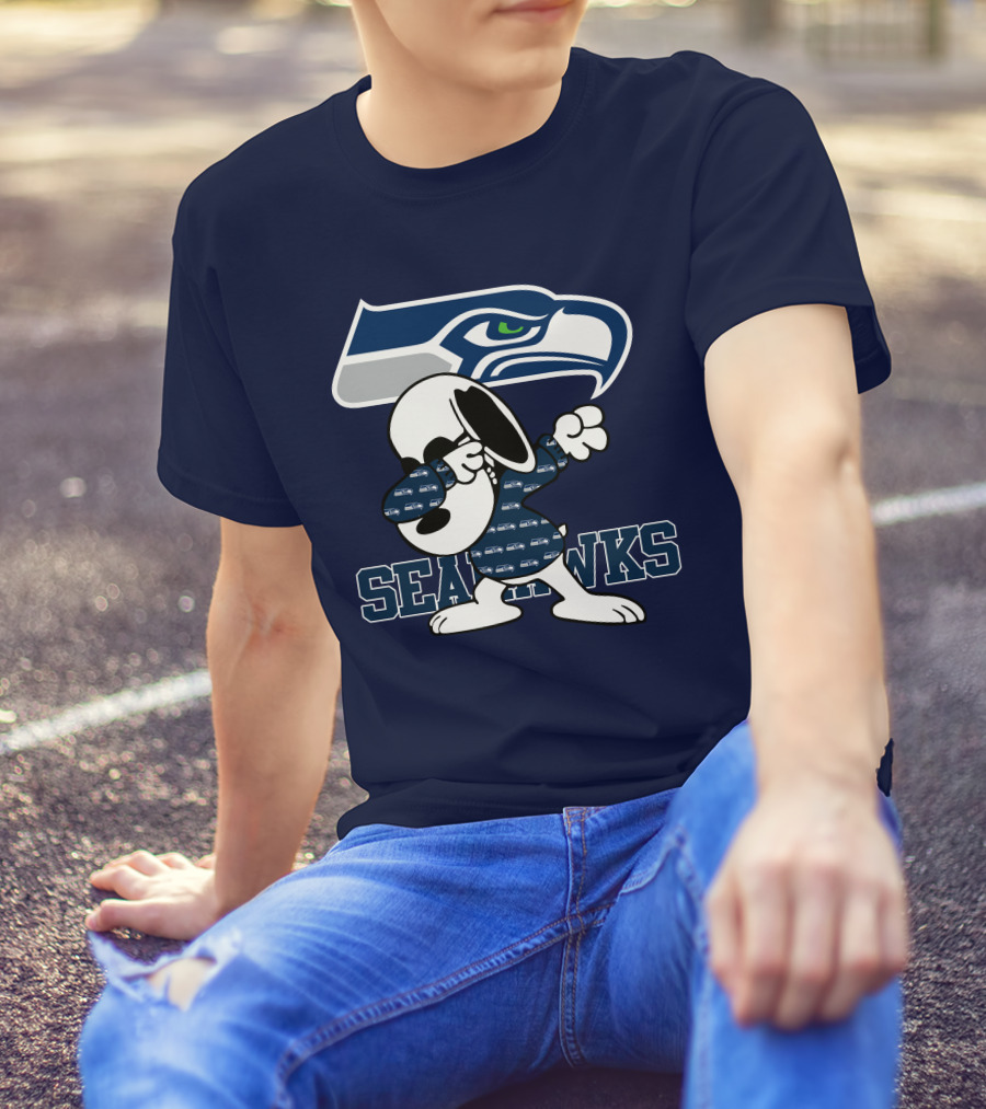Seattle Seahawks Snoopy Dabbing NFL Team Fan Apparel Bowing Dance T-Shirt