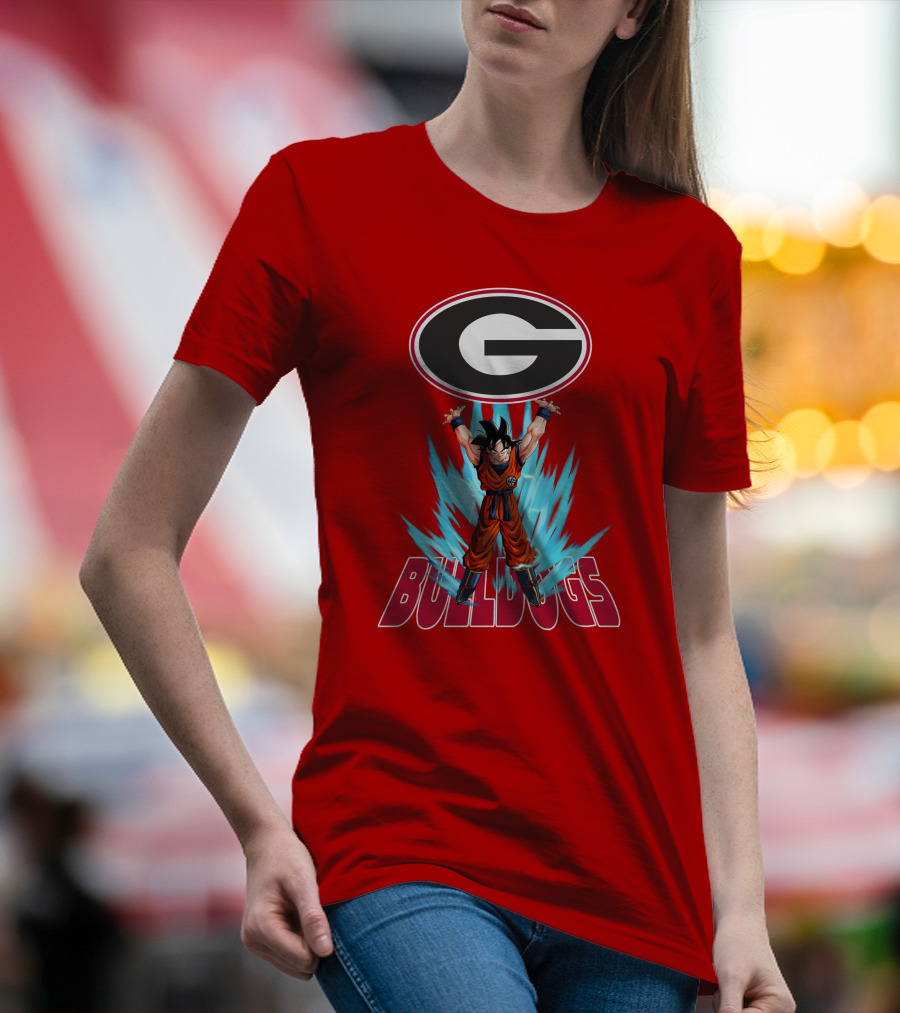 Goku Super Saiyan Georgia Bulldogs Logo Fusion T-Shirt