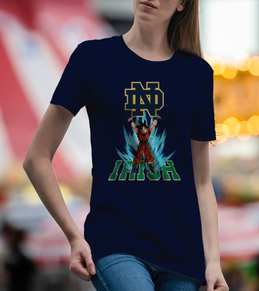 Notre Dame Fighting Irish Dbz Super Saiyan Goku Spirit Bomb T-Shirt