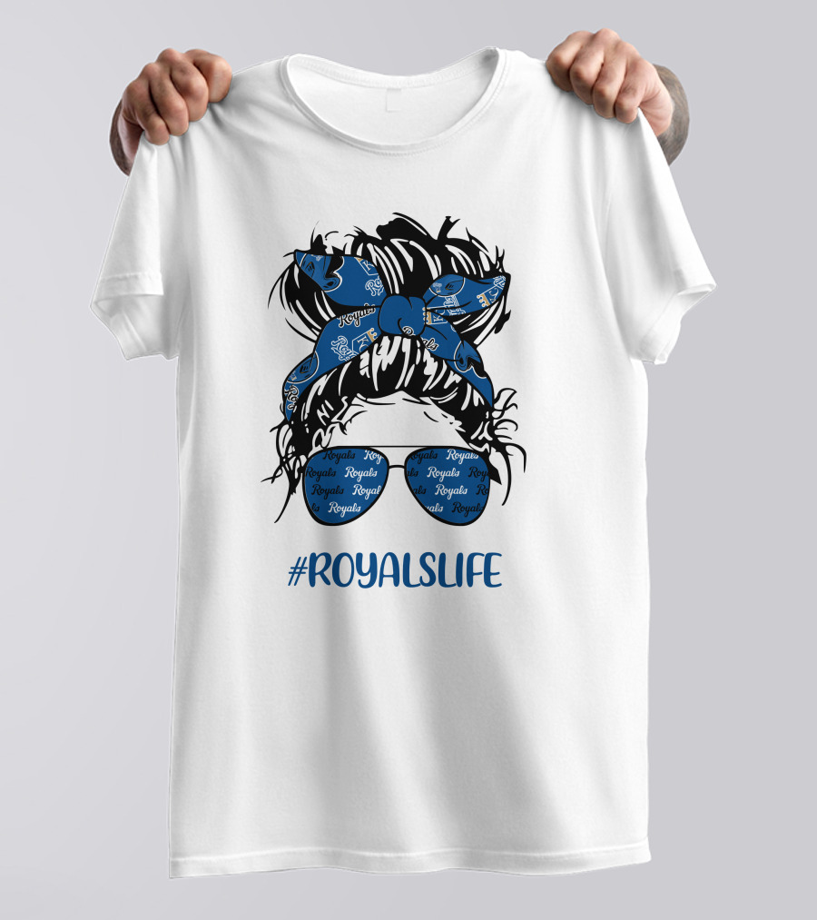 Kansas City Royals Messy Hairband Girl Glasses #RoyalsLife T-Shirt