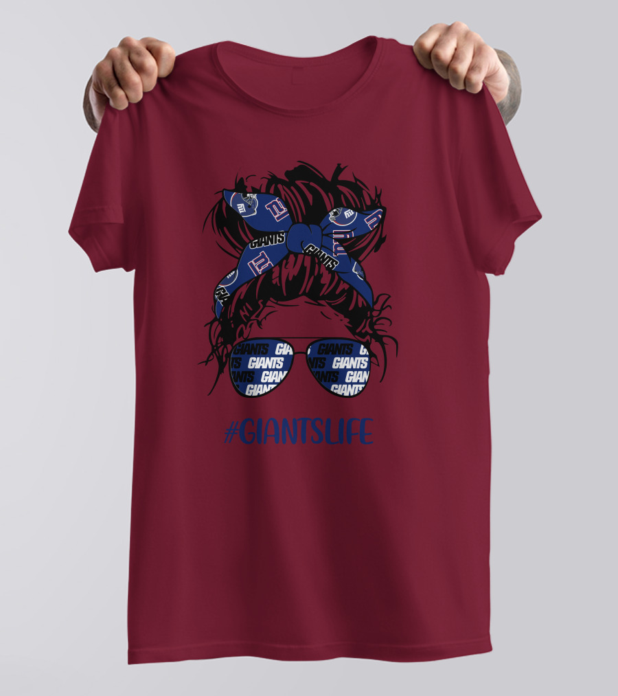 GIANTSLIFE Messy Bun Girl With New York Headband And Glasses T-Shirt