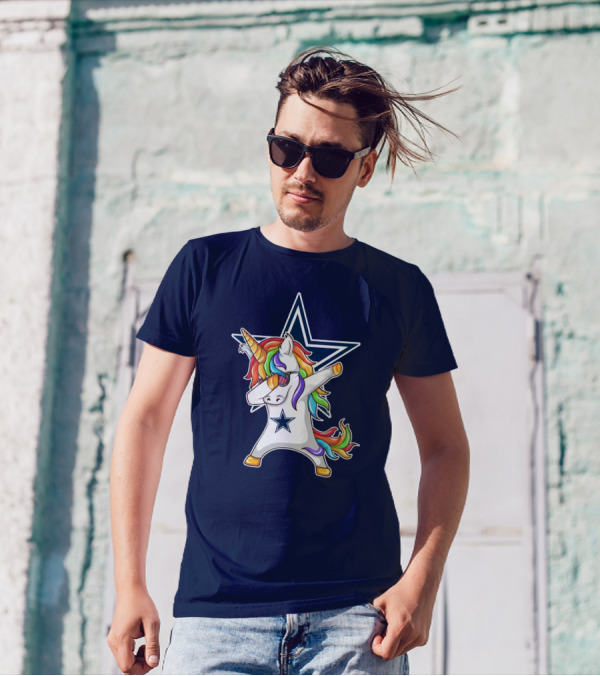 Dallas Cowboys Unicorn Dabbing Star Rainbow T-Shirt