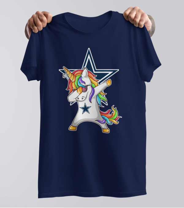 Dallas Cowboys Unicorn Dabbing Star Rainbow T-Shirt