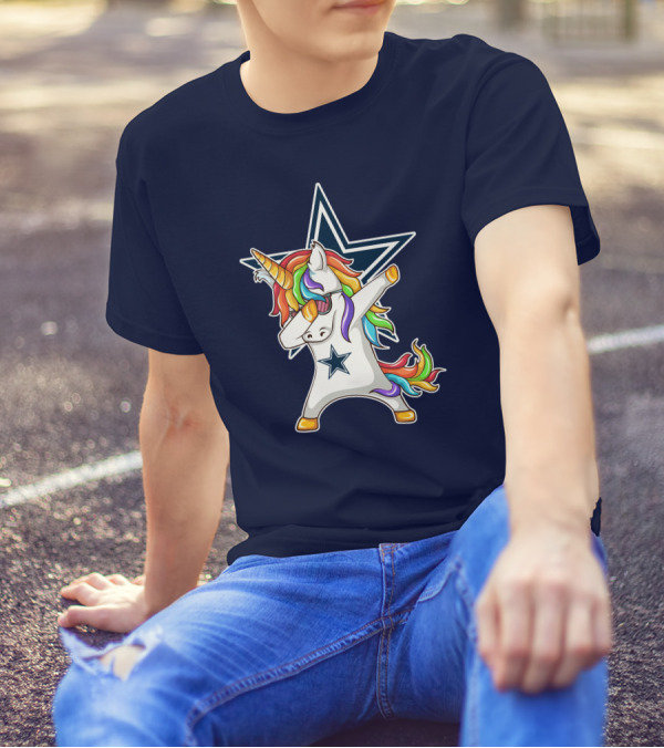 Dallas Cowboys Unicorn Dabbing Star Rainbow T-Shirt