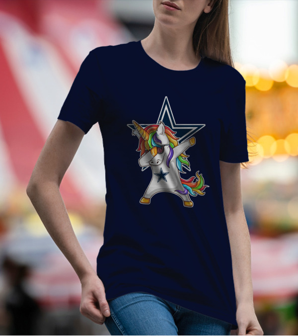 Dallas Cowboys Unicorn Dabbing Star Rainbow T-Shirt