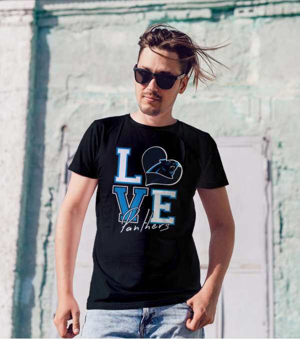 Love Panthers Heart T-Shirt