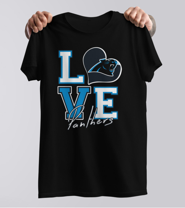 Love Panthers Heart T-Shirt