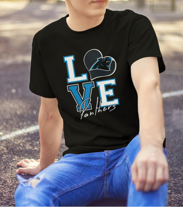 Love Panthers Heart T-Shirt