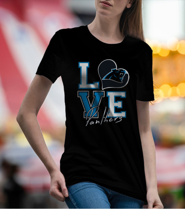 Love Panthers Heart T-Shirt