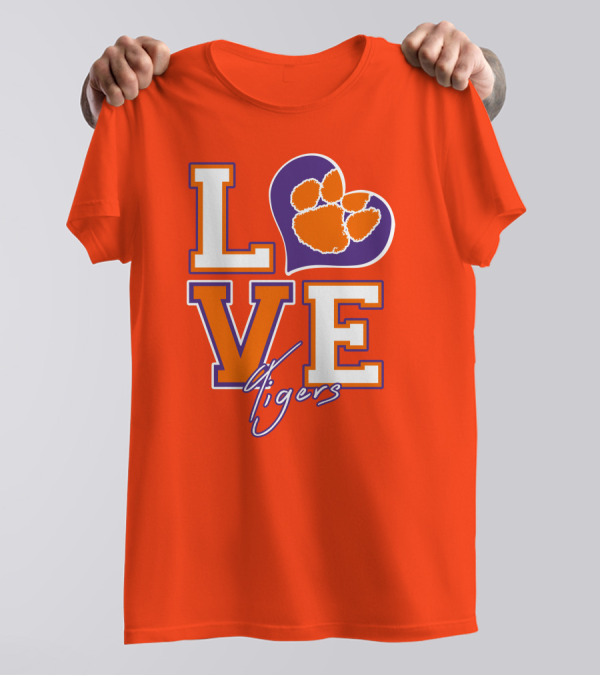 LOVE Heart Tigers Clemson T-Shirt