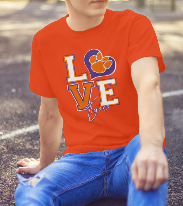 LOVE Heart Tigers Clemson T-Shirt