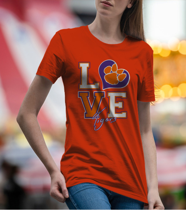 LOVE Heart Tigers Clemson T-Shirt