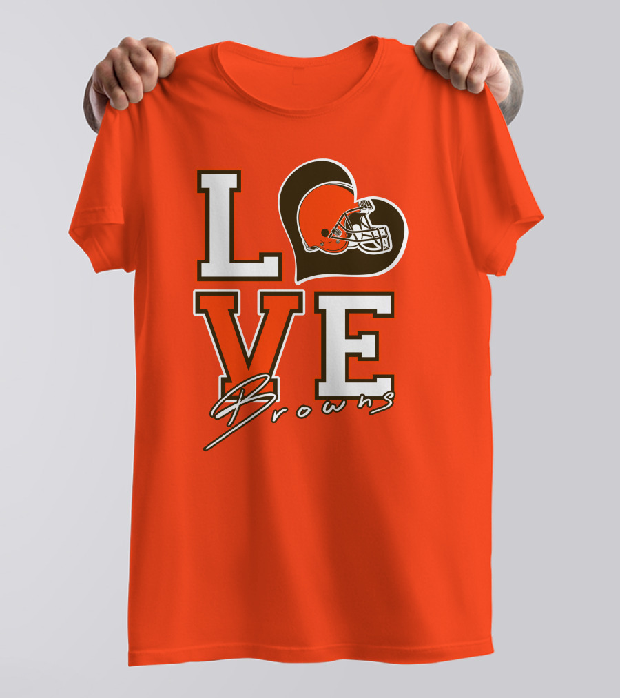 LOVE Browns Football Helmet Heart T-Shirt