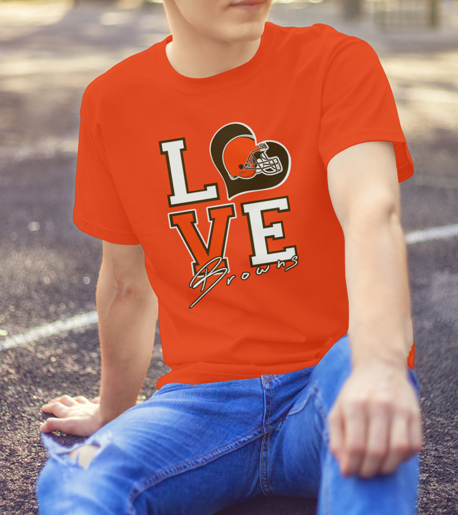 LOVE Browns Football Helmet Heart T-Shirt