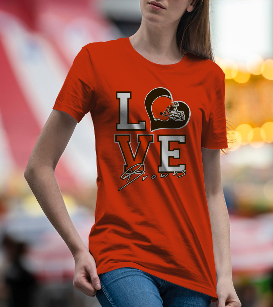 LOVE Browns Football Helmet Heart T-Shirt