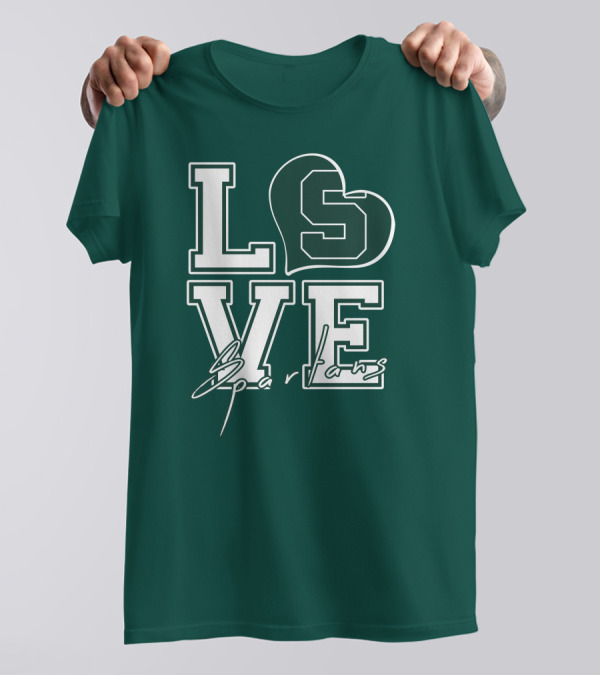 Love Spartans Michigan State Heart T-Shirt