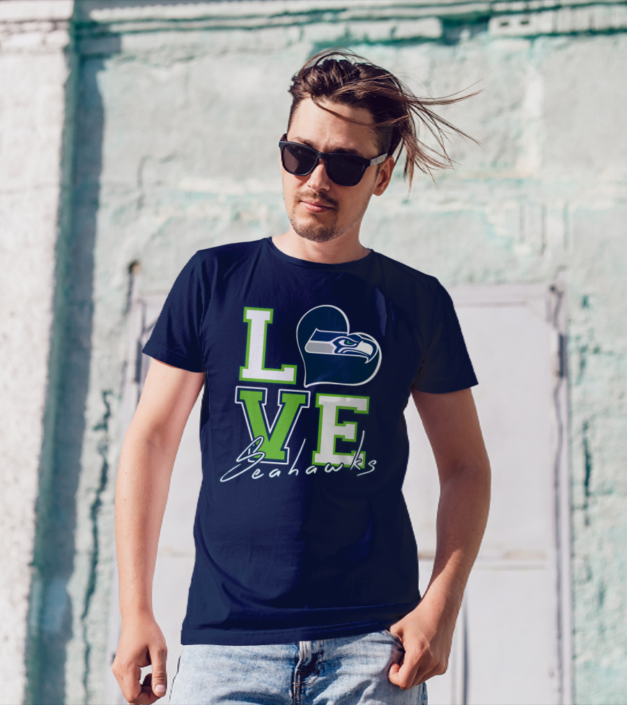 LOVE Seattle Seahawks Heart T-Shirt