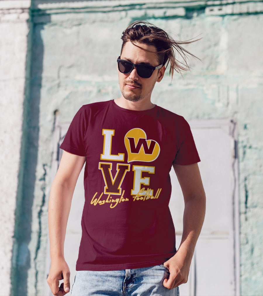 Washington Football Love W Heart T-Shirt