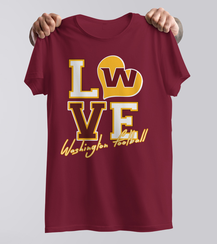 Washington Football Love W Heart T-Shirt