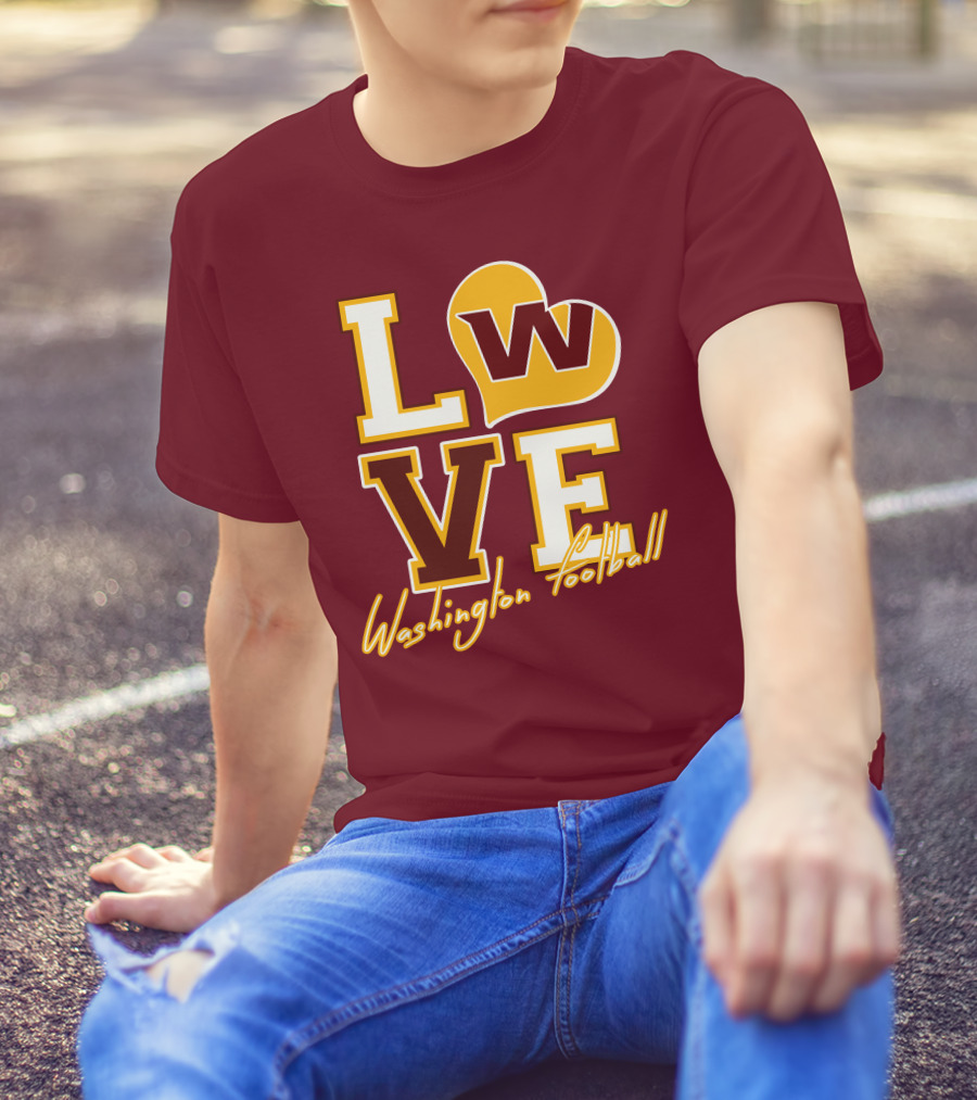 Washington Football Love W Heart T-Shirt