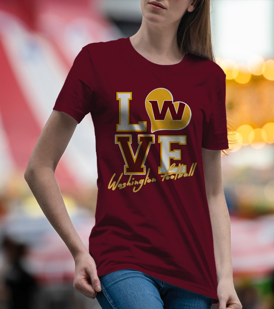 Washington Football Love W Heart T-Shirt