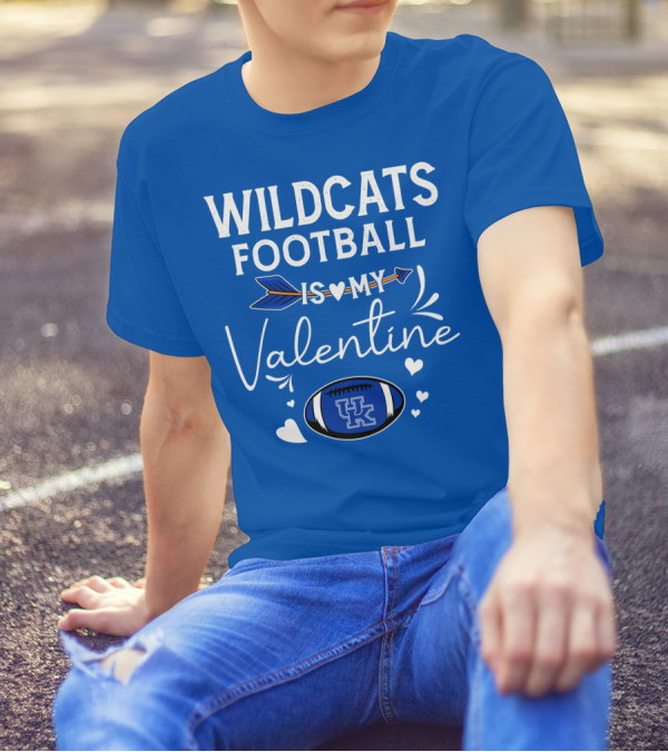 Wildcats Football Is My Valentine UK Football Heart Arrow T-Shirt