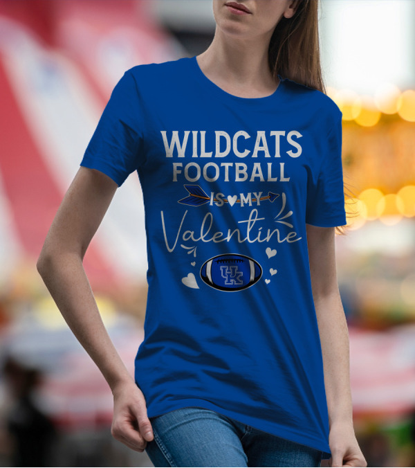 Wildcats Football Is My Valentine UK Football Heart Arrow T-Shirt