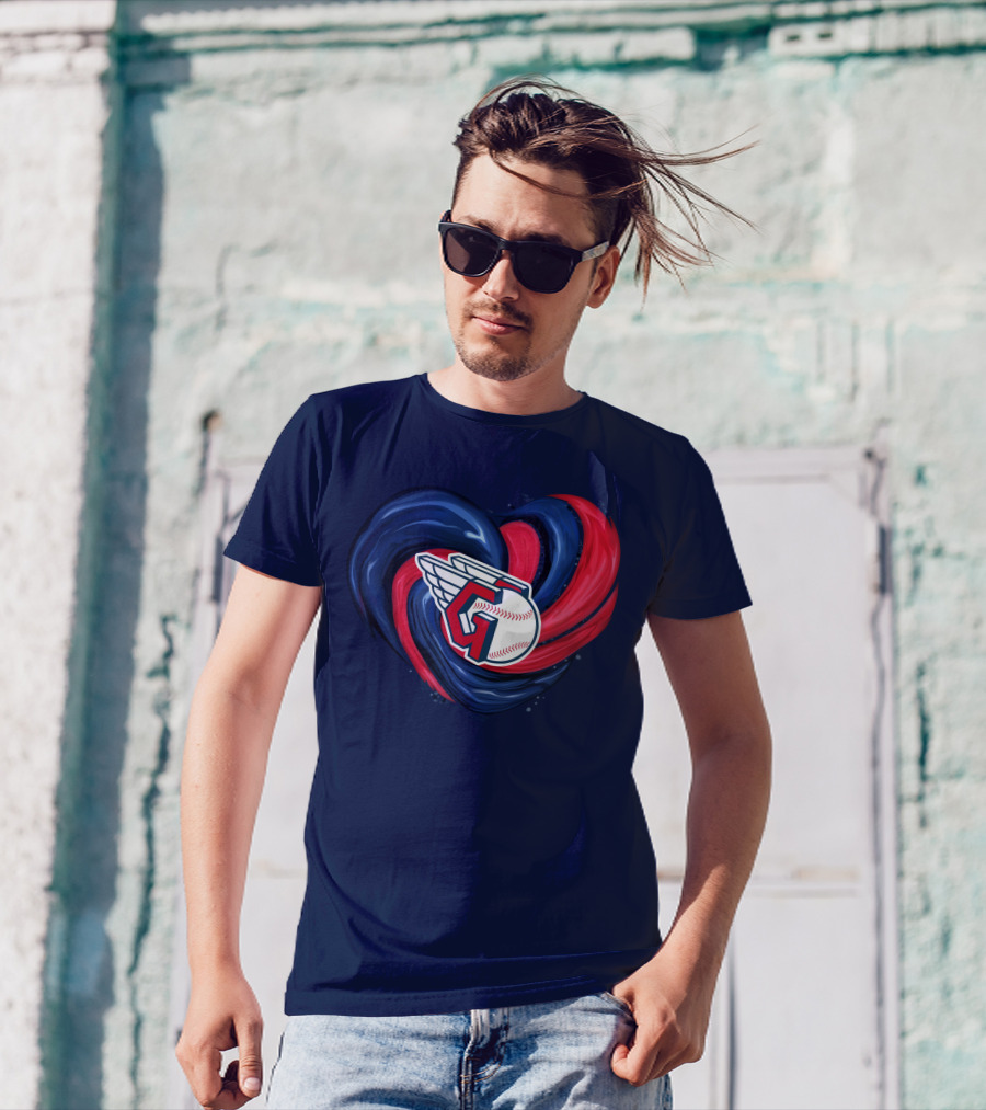 Cleveland Guardians Heart Tornado Baseball T-Shirt