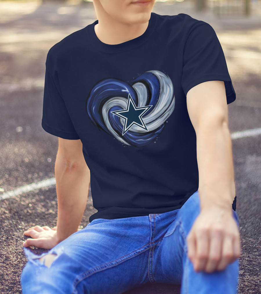 Dallas Cowboys Heart Swirl With Star T-Shirt