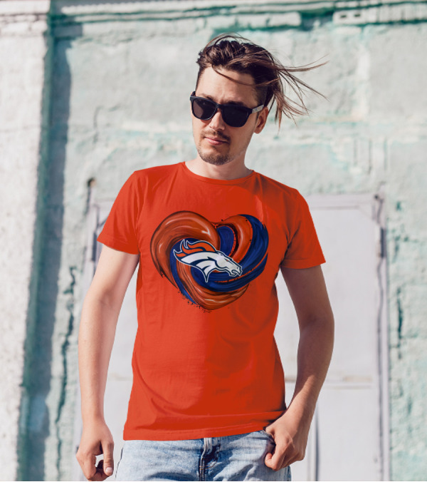 Denver Broncos Heart Logo Swirl T-Shirt