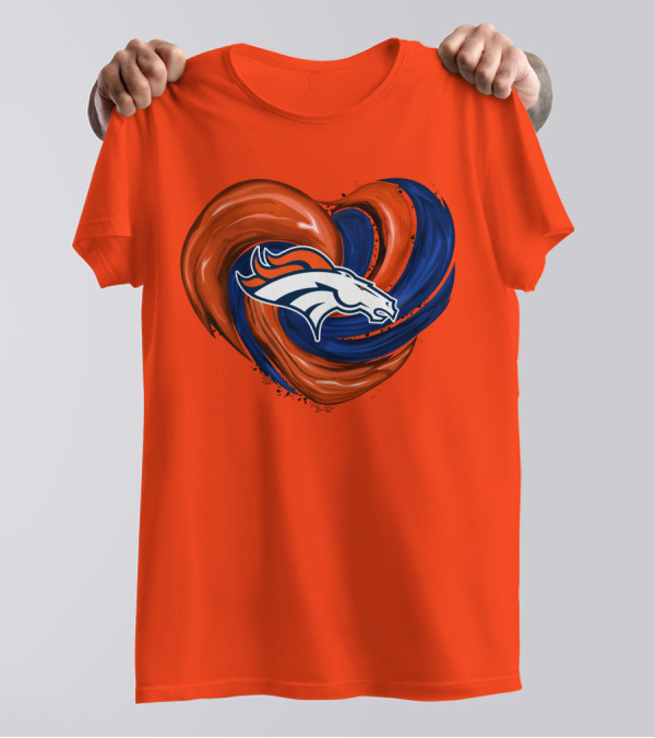 Denver Broncos Heart Logo Swirl T-Shirt
