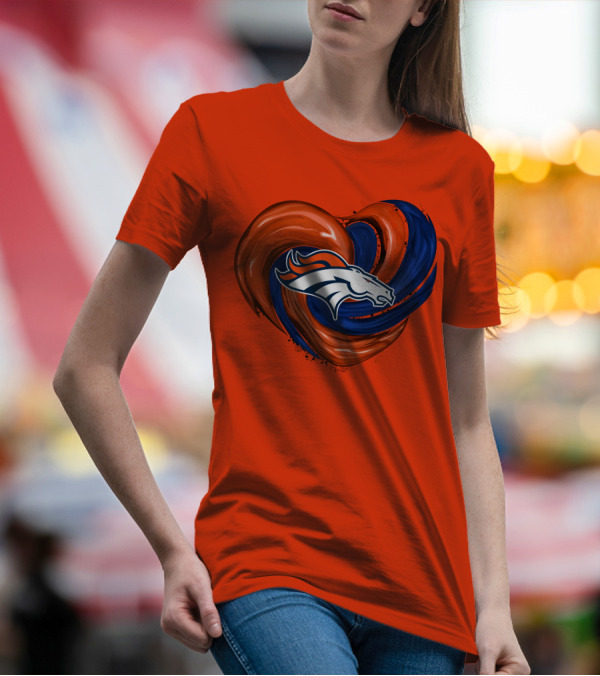 Denver Broncos Heart Logo Swirl T-Shirt
