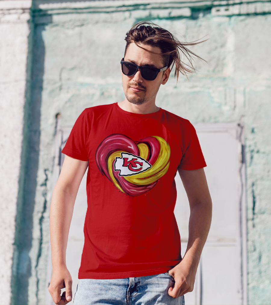 Kansas City Chiefs Heart KC Tornado Colors T-Shirt