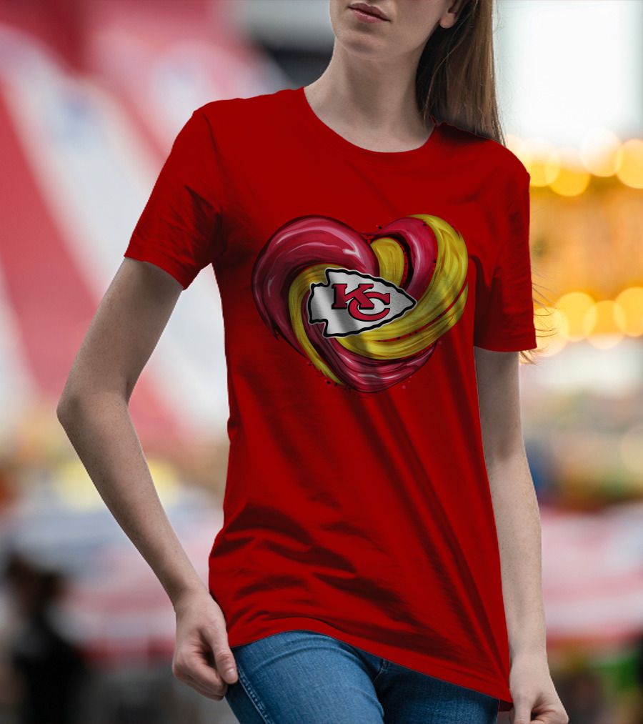 Kansas City Chiefs Heart KC Tornado Colors T-Shirt