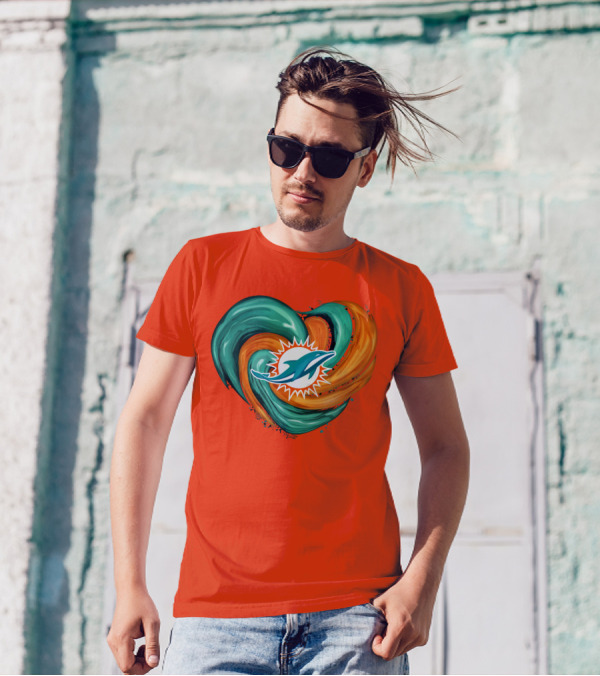 Miami Dolphins Heart Tornado Fan T-Shirt
