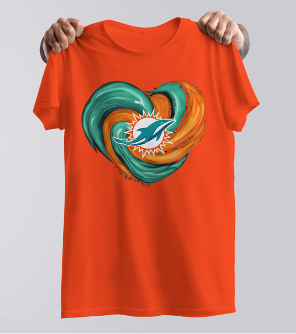 Miami Dolphins Heart Tornado Fan T-Shirt