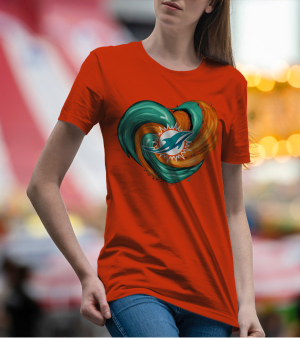 Miami Dolphins Heart Tornado Fan T-Shirt