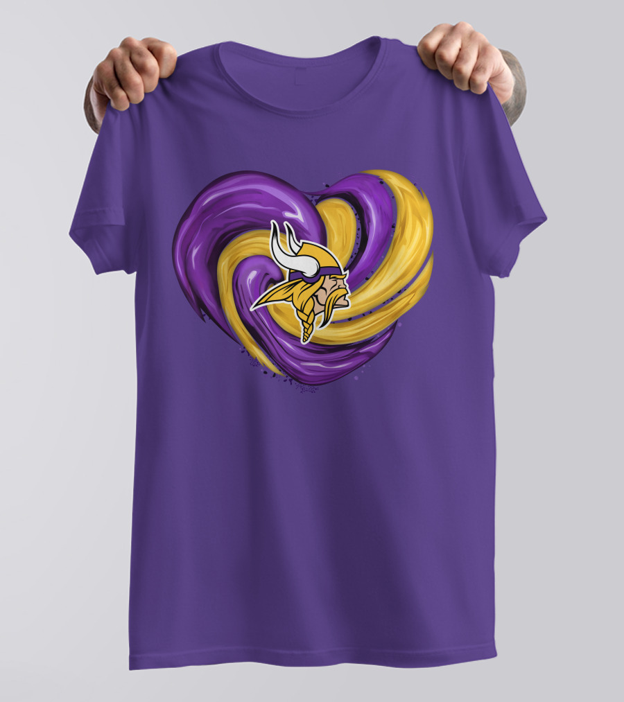 Minnesota Vikings Heart Swirl Viking Helmet T-Shirt